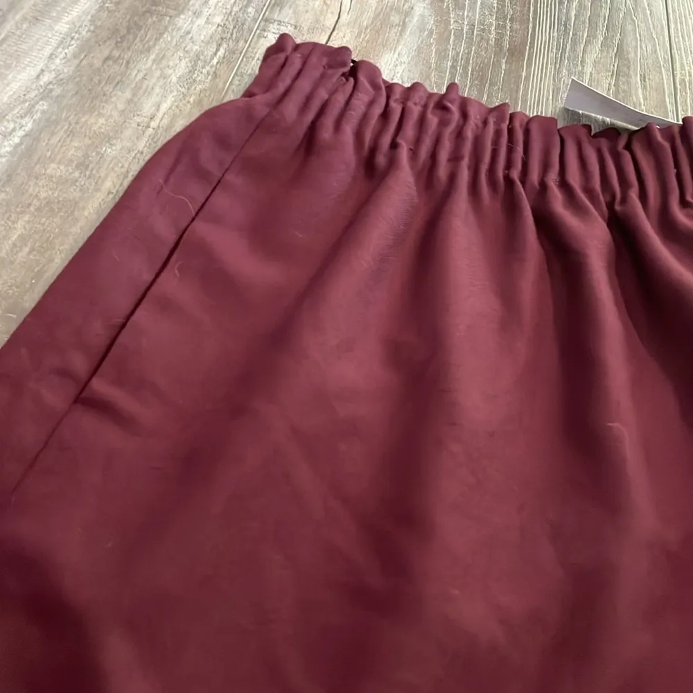 J Crew Skirt Stretch Waistline Paperbag Burgundy Skirt Women’s Size 6 NEW - Image 2