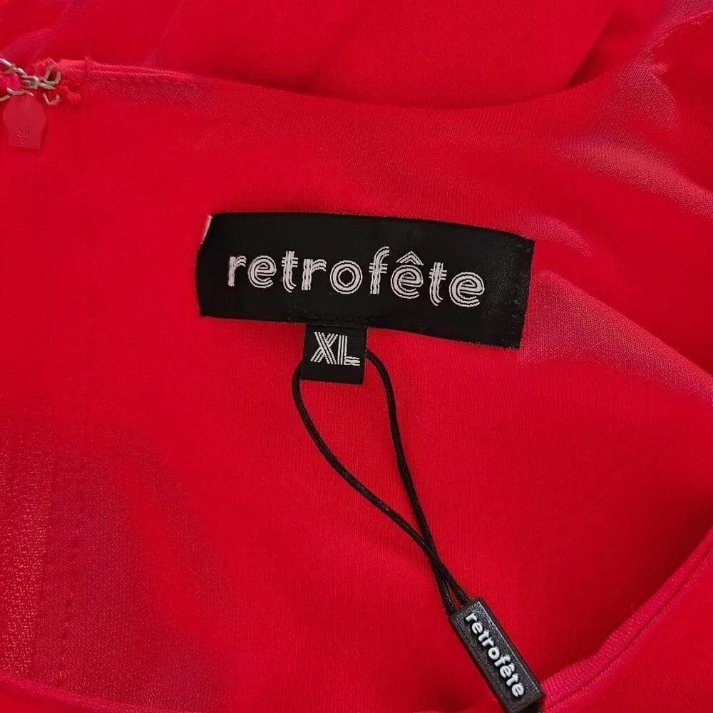 Retrofete Miley Dress Red Maxi Cutout Long Sleeve Size XL NWT Long Sleeve - Image 12
