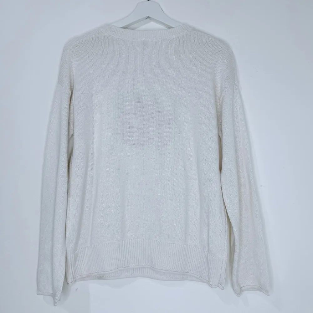 Life Is Good White Crew Neck Sweater Yellow Dog Graphic Cotton Blend Size Medium - Image 4