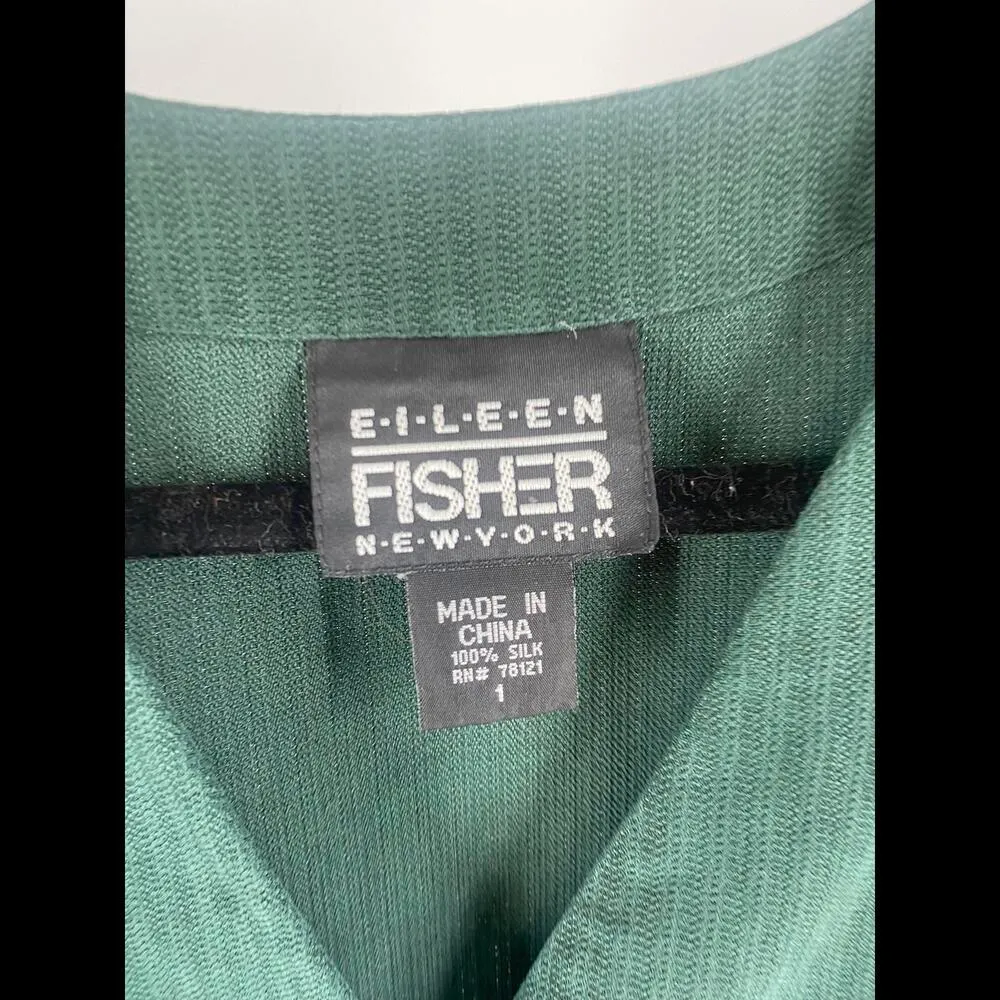 Eileen Fisher Green Silk Button-Up Blouse - Image 2