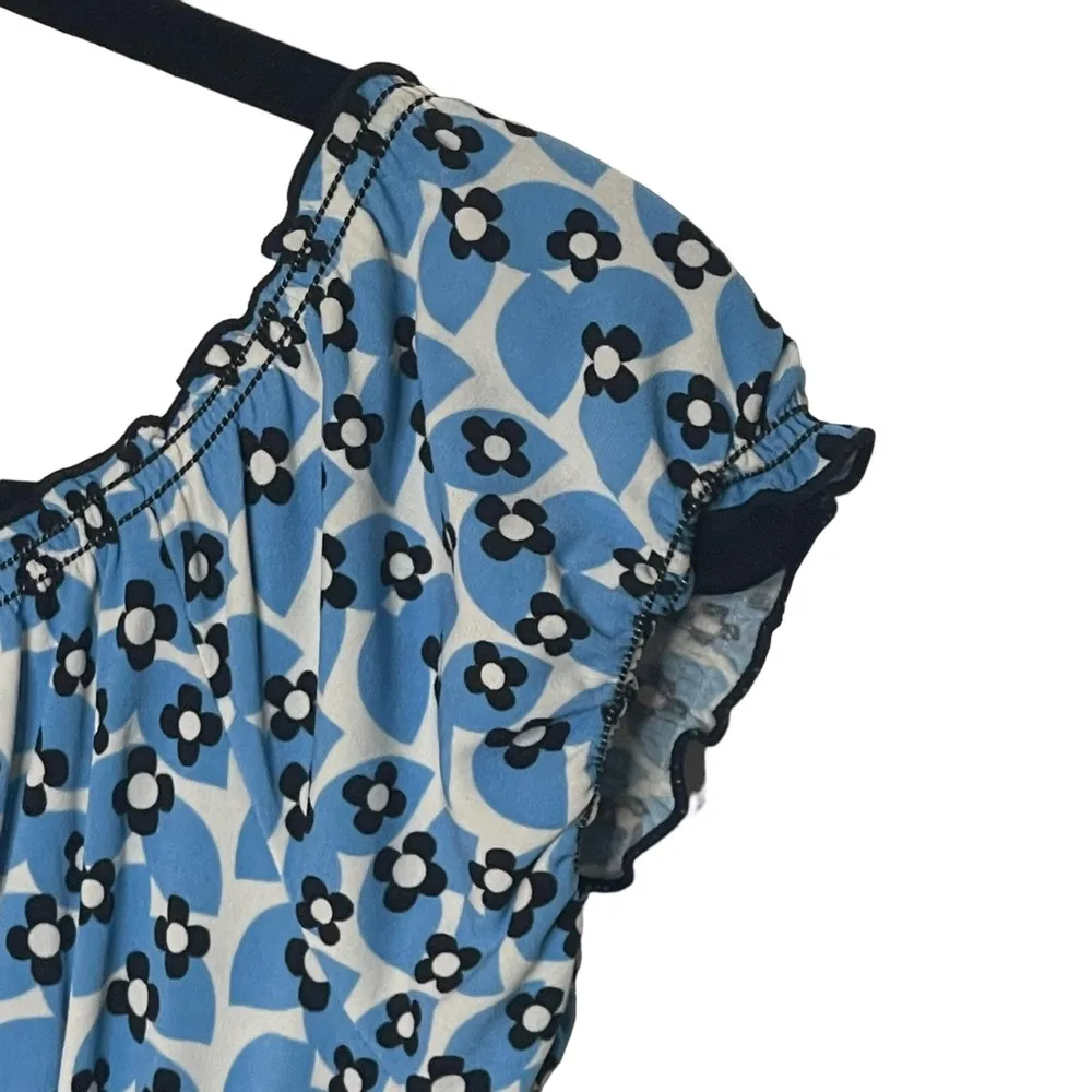 Max Studio ✿ Daisy Print Smocked Ruffled Babydoll Peasant Top ✿ Baby Blue ✿ M - Image 6