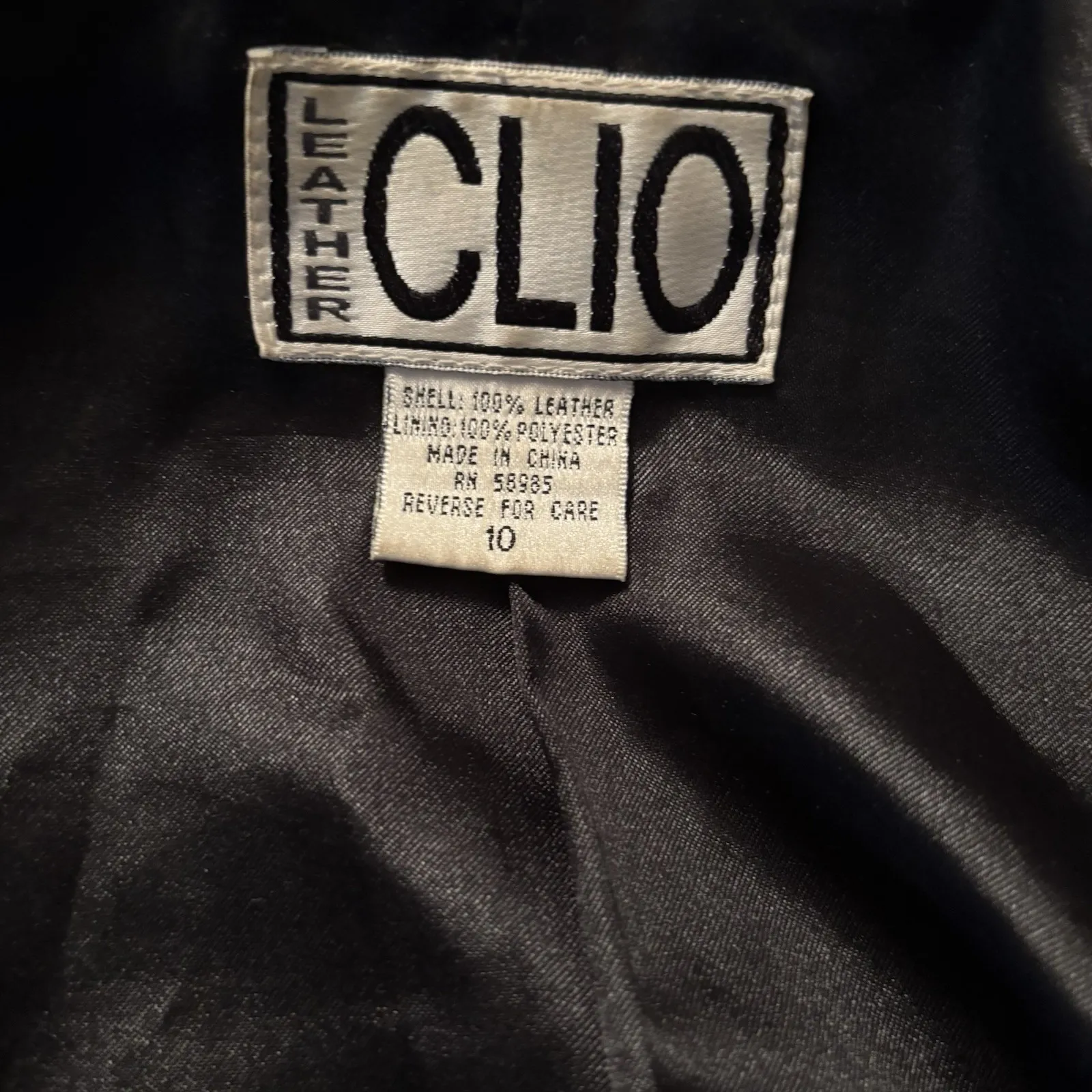 Leather‎ Jacket Black Leather Collared Buttons Pockets Lined Size 10 VTG VG Clio - Image 4