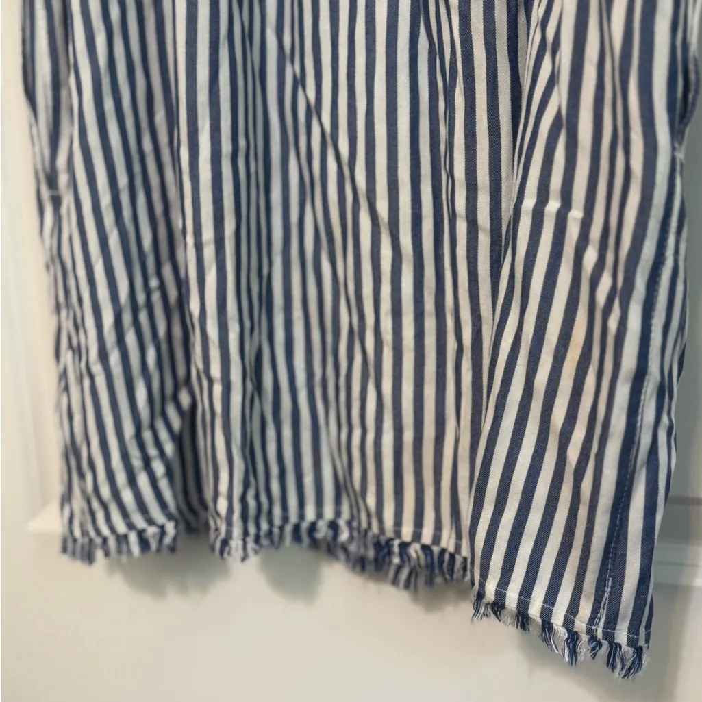 Womens Tommy Bahama Chambray Stripe Boyfriend Raw Hem Shirt Swim Cover-Up Large - Image 6