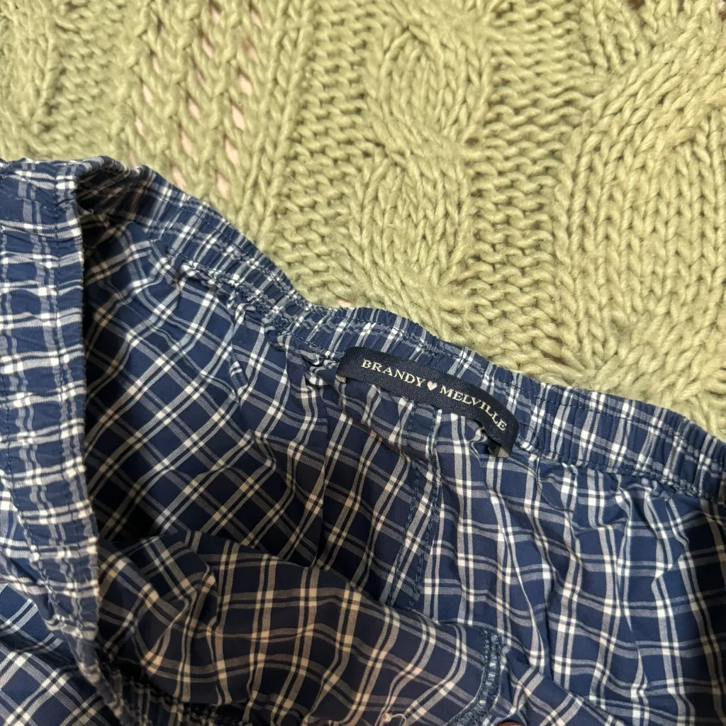 Brandy Melville Blue White Plaid Shorts - Image 3