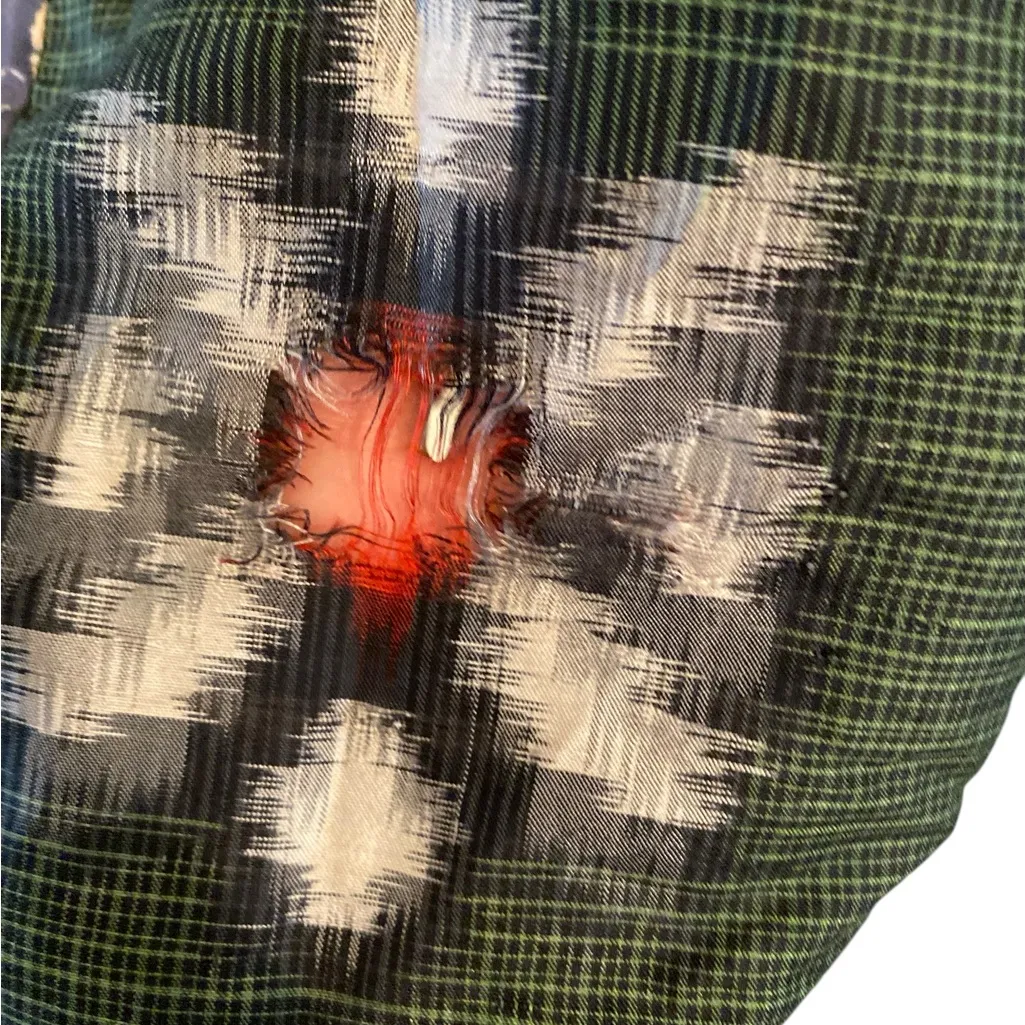 Yvonne Agaro Collections Multicolor Patchwork Cropped button down shirt Jacket Red Size L - Image 4