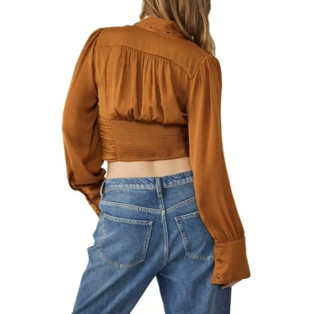 Free People Meet Me There Buttondown Top in Amber X-Small New Womens Blouse - Image 12