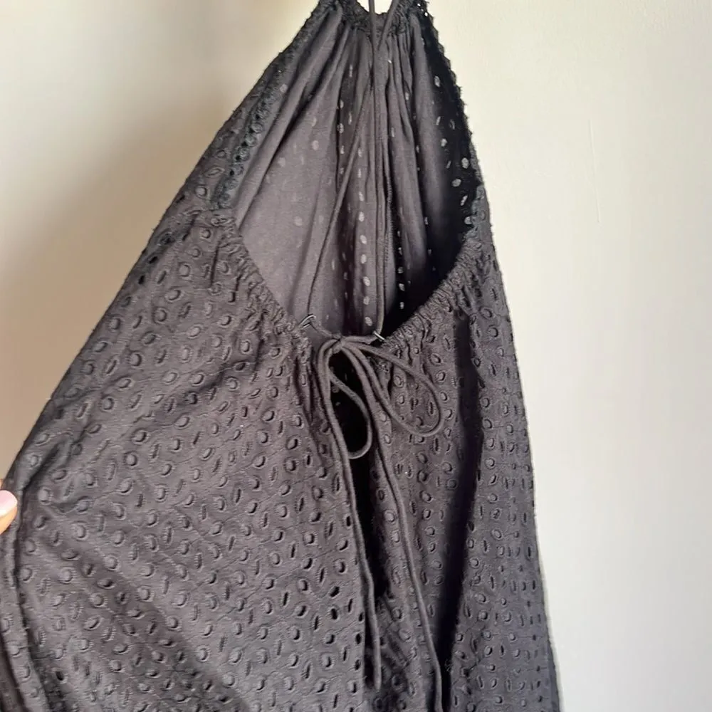 Maia Bergman Women's Crochet Eyelet Open Back Maxi Dress Black - Image 6