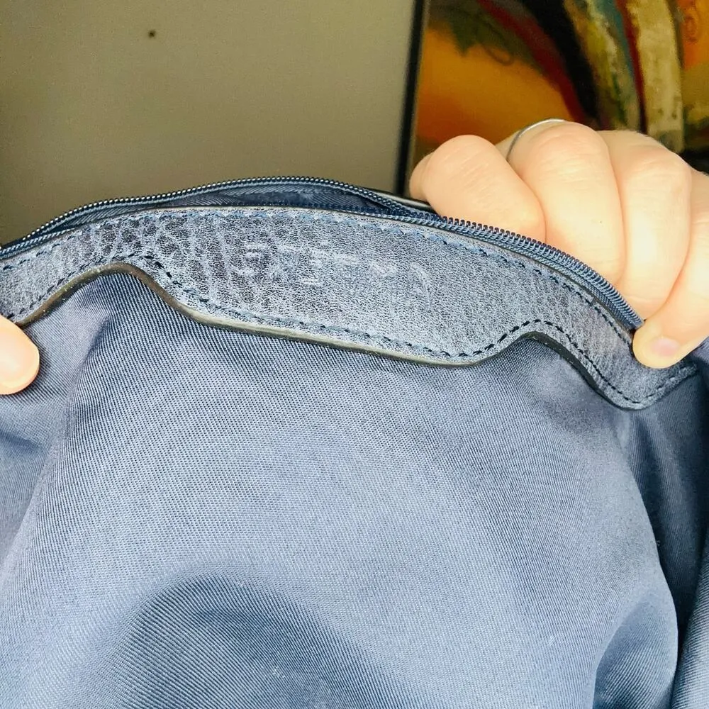 AMPERE Vegan Blue Leather The Amelie Tote Brass Hardware Coin Purse Shoulder Bag - Image 6