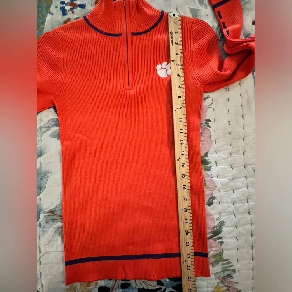 EMERSON STREET S Ribbed Embroidered CLEMSON TIGERS Tailgate Sweater Pullover Orange - Image 11