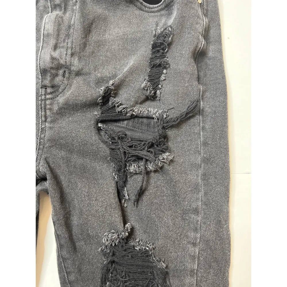 Material Girl Denim Black Distressed Bermuda Shorts Sz 13 Juniors - Image 4