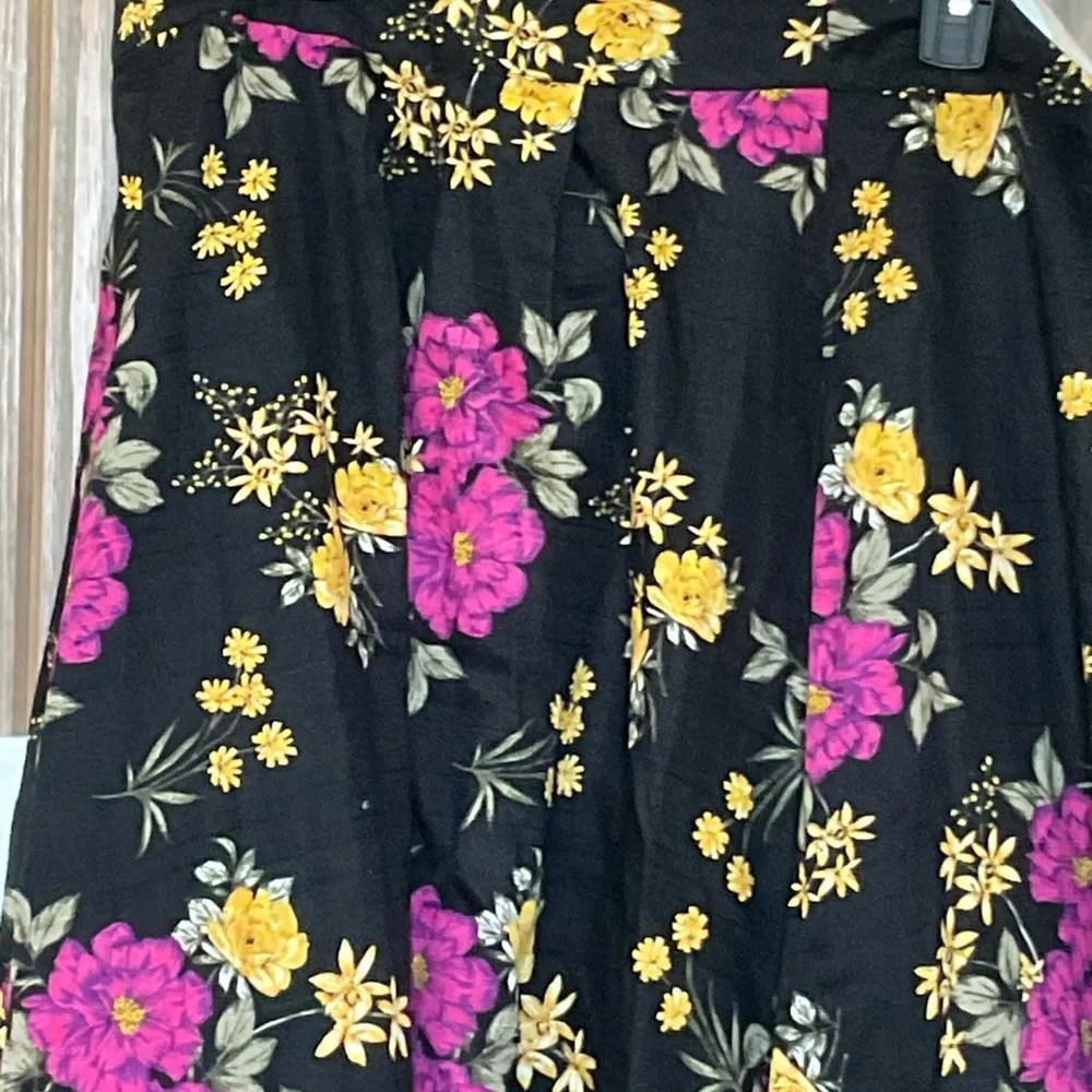 Floral black skirt with purple and gold flowers. 24” waist. 28.5” length Size 26 - Image 3