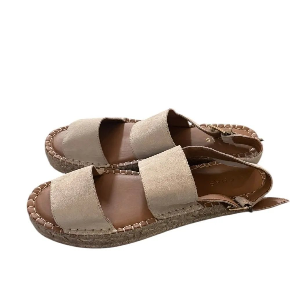 Alohas Women's Double Strap Leather Espadrilles beige 41 NWOT - Image 5