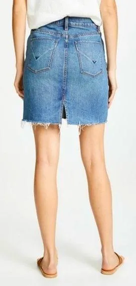 HUDSON LULU RAW HEM MINI JEAN SKIRT IN VROOM BLUE WASH 27 FRAYED - Image 2