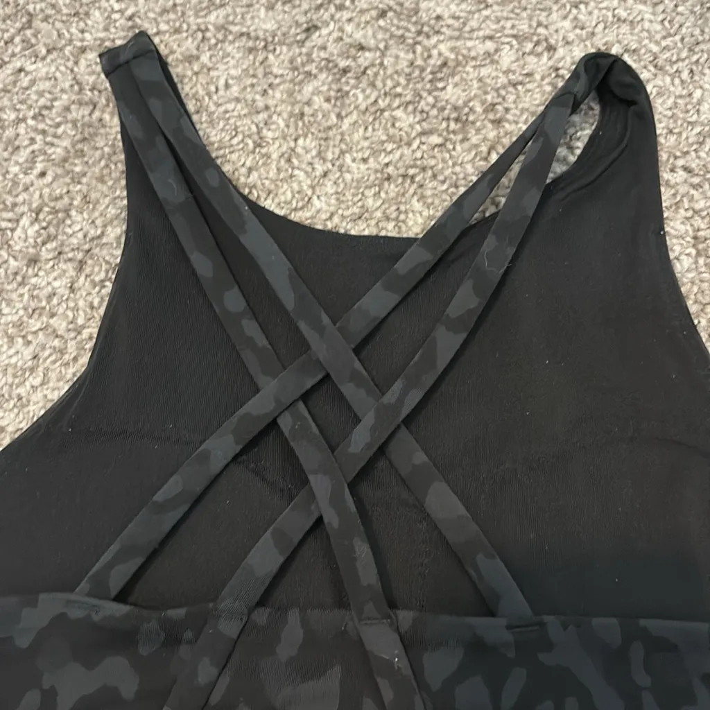Lululemon Energy Bra High Neck Long Line Camo Gray Black - Image 5