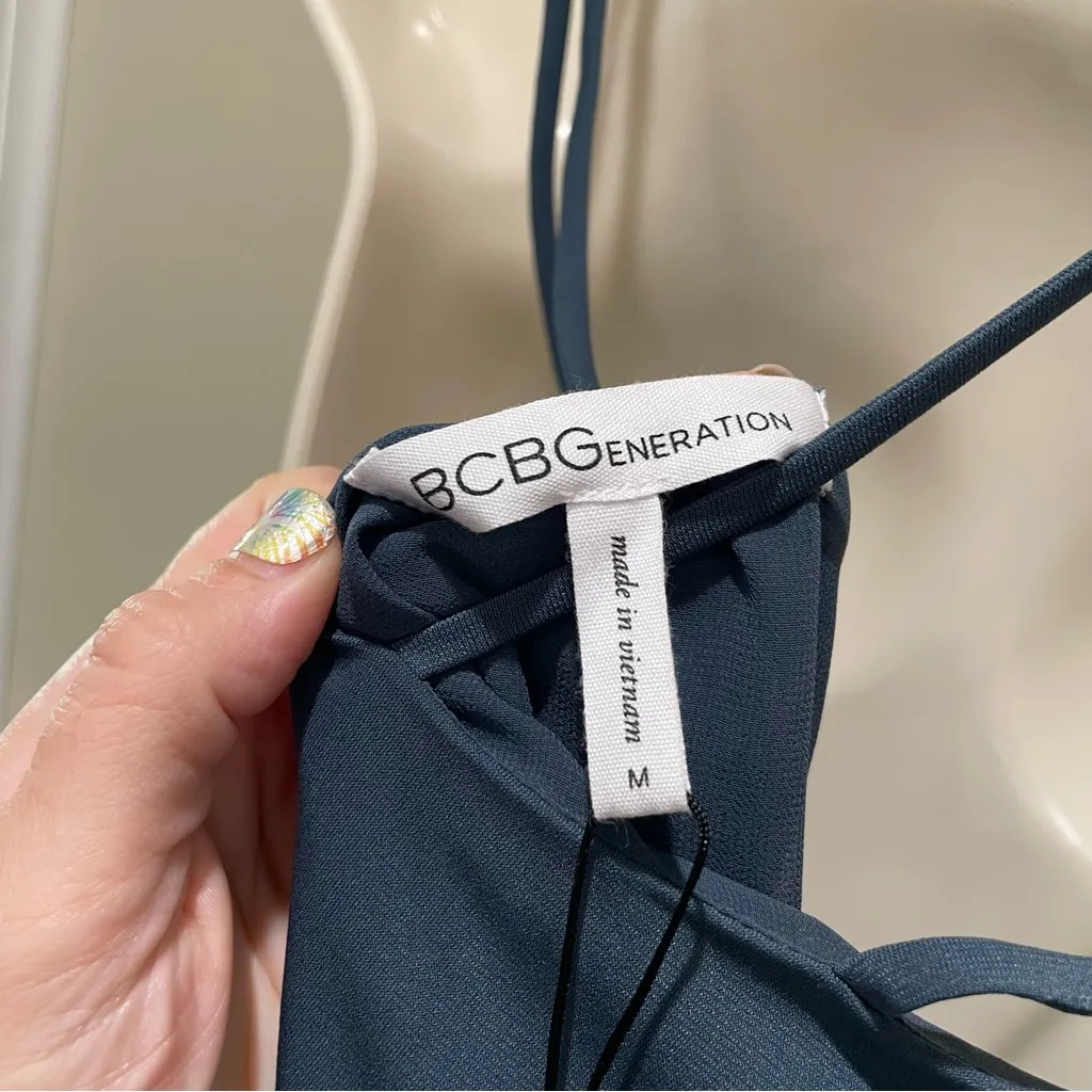 BCBGeneration Layered Double Strap Camisole Blue Women’s Size Medium - Image 5