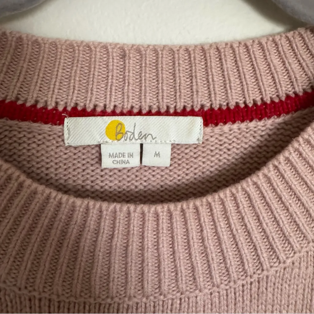 Boden Theodora Pink Milkshake Fair Isle Alpaca Wool Sweater Size M Red Vintage - Image 3