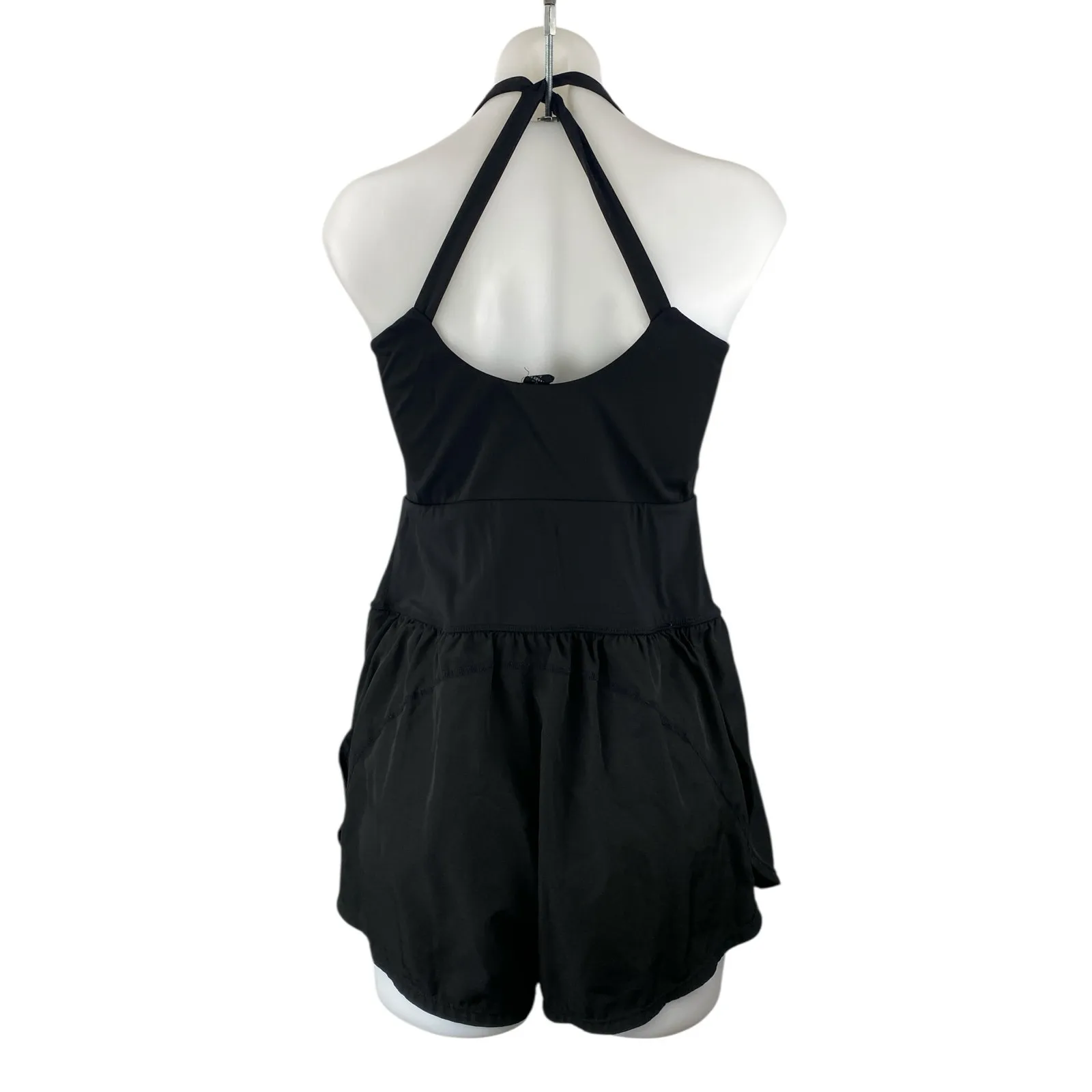Anrabess Black Sleeveless Halter Cutout Tennis Golf Athletic Romper Shorts Sz M Size M - Image 4