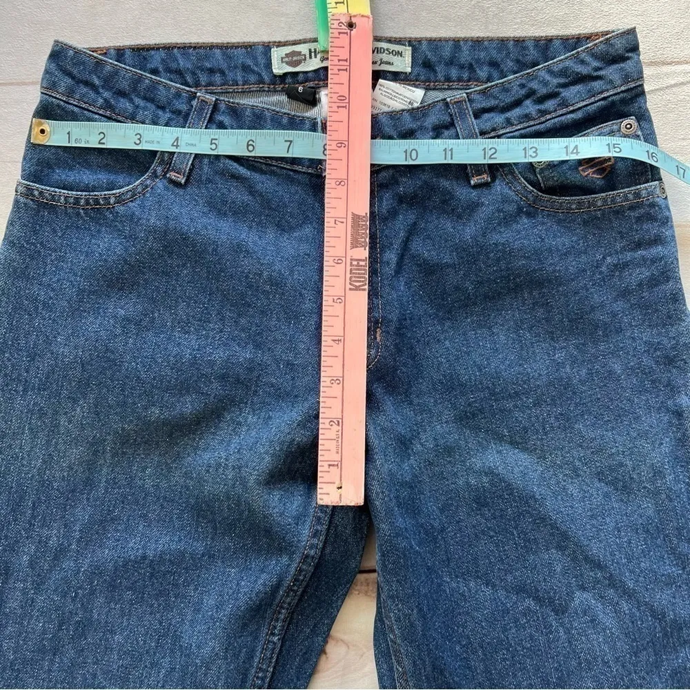 Harley Davidson Women Size 6 genuine motor clothes blue Denim 5 pocket j… - Image 6