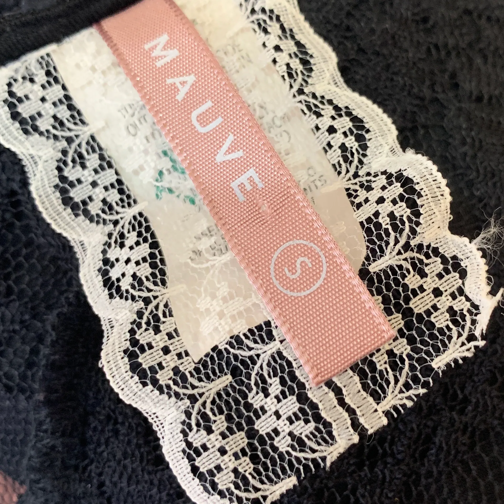 Mauve Black Lace Fringe Trim Kimono Small - Image 7