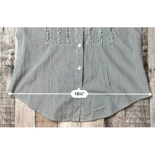 J. Crew Ruffled French Cuffs Grey Striped Tuxedo Shirt 2‎ Cottage Contemporary - Image 9