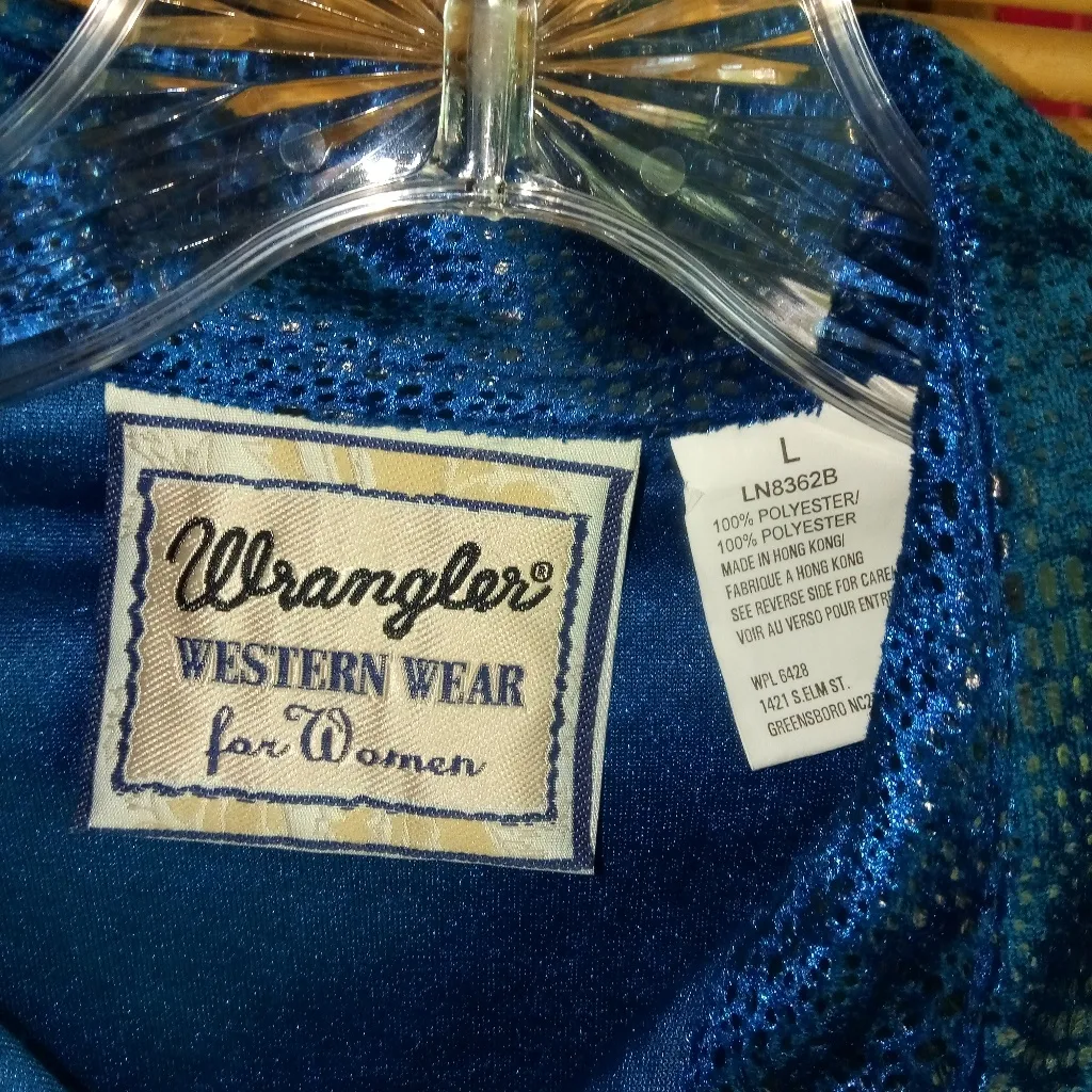 Wrangler L Blue Velvet Western Cowgirl Snake Print Button Down Shirt Top NEW - Image 2