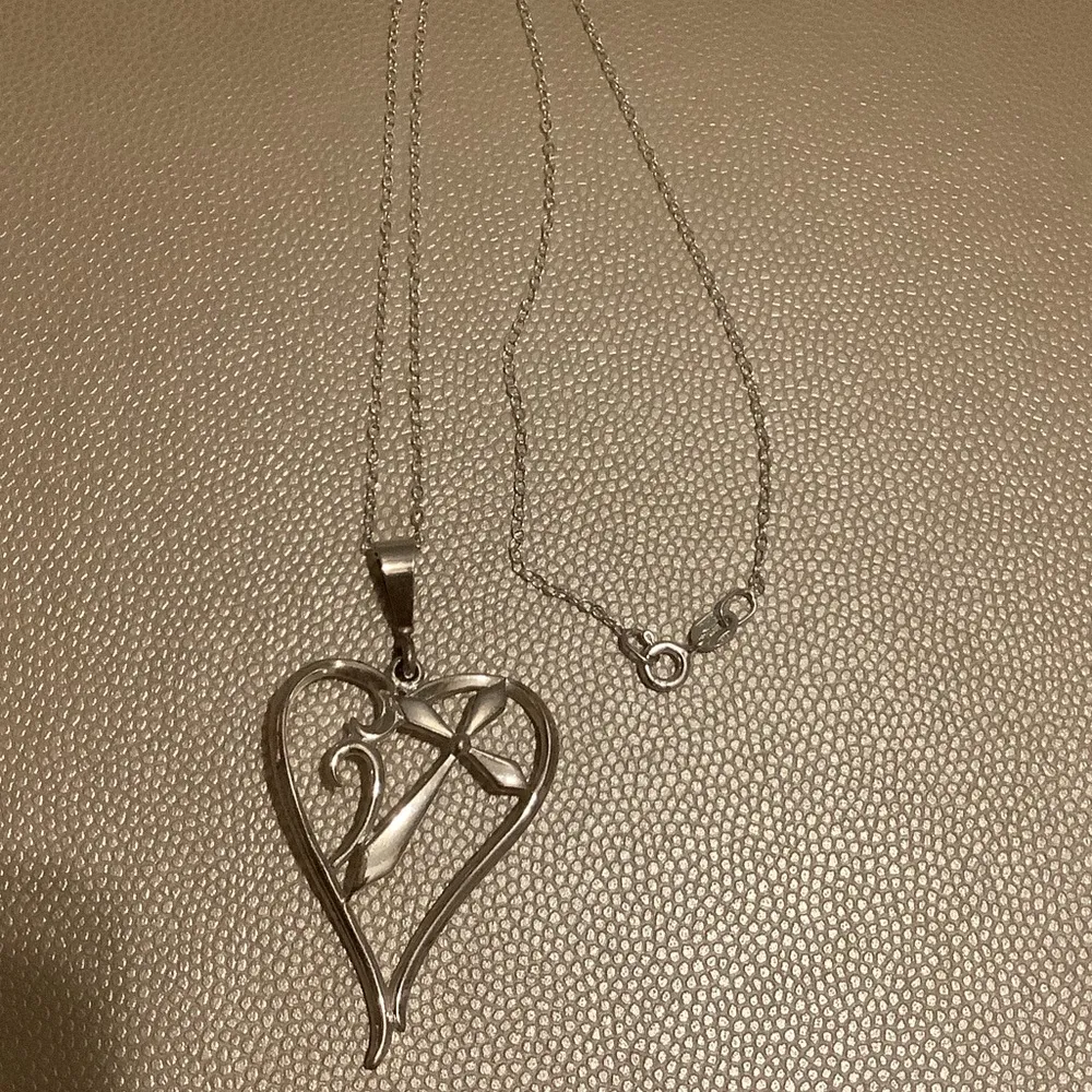 Sterling silver 925 heart cross necklace - Image 4