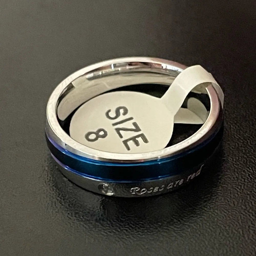 Blue silver titanium roses are red ring size 8 - Image 6