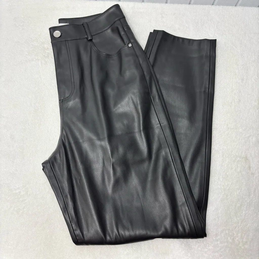 Zara Black‎ Faux Leather High Rise Ankle Pants Women's size US 4 - Image 9