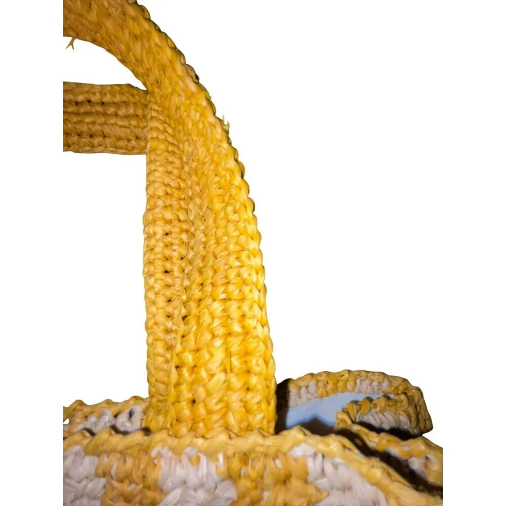 Mar Y Sol Straw Amalfi Tote Bag Used Striped Sunflower / Natural Yellow - Image 16
