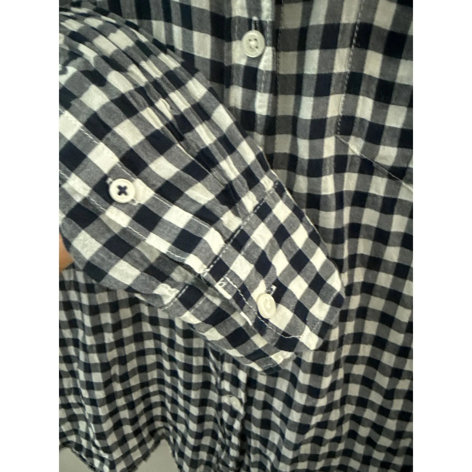 J. Crew Plus Classic Fit Gingham Button Down Shirt Black & White Size 14 - Image 11