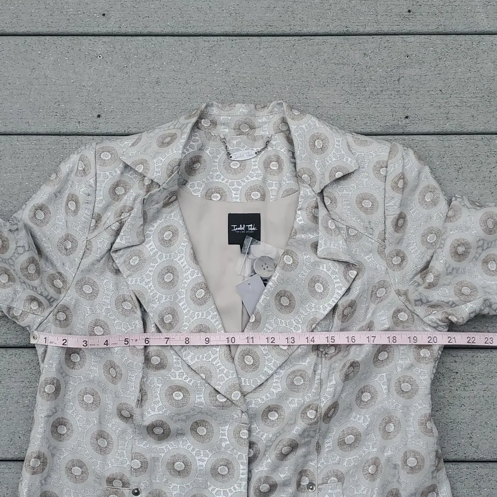 NWT Isabel Toledo for Lane Bryant Silver Linen Blend 3/4 Sleeve Coat Size 14 - Image 9