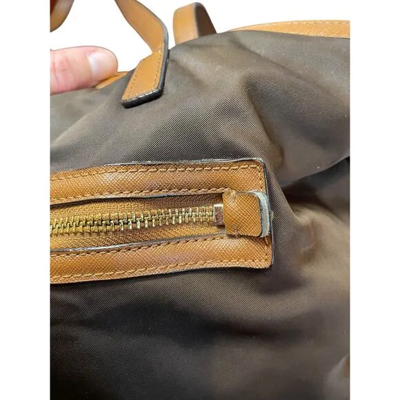 Michael Kors Kempton Large East West Tote Bag Brown Nylon & Saffiano‎ Leather - Image 14