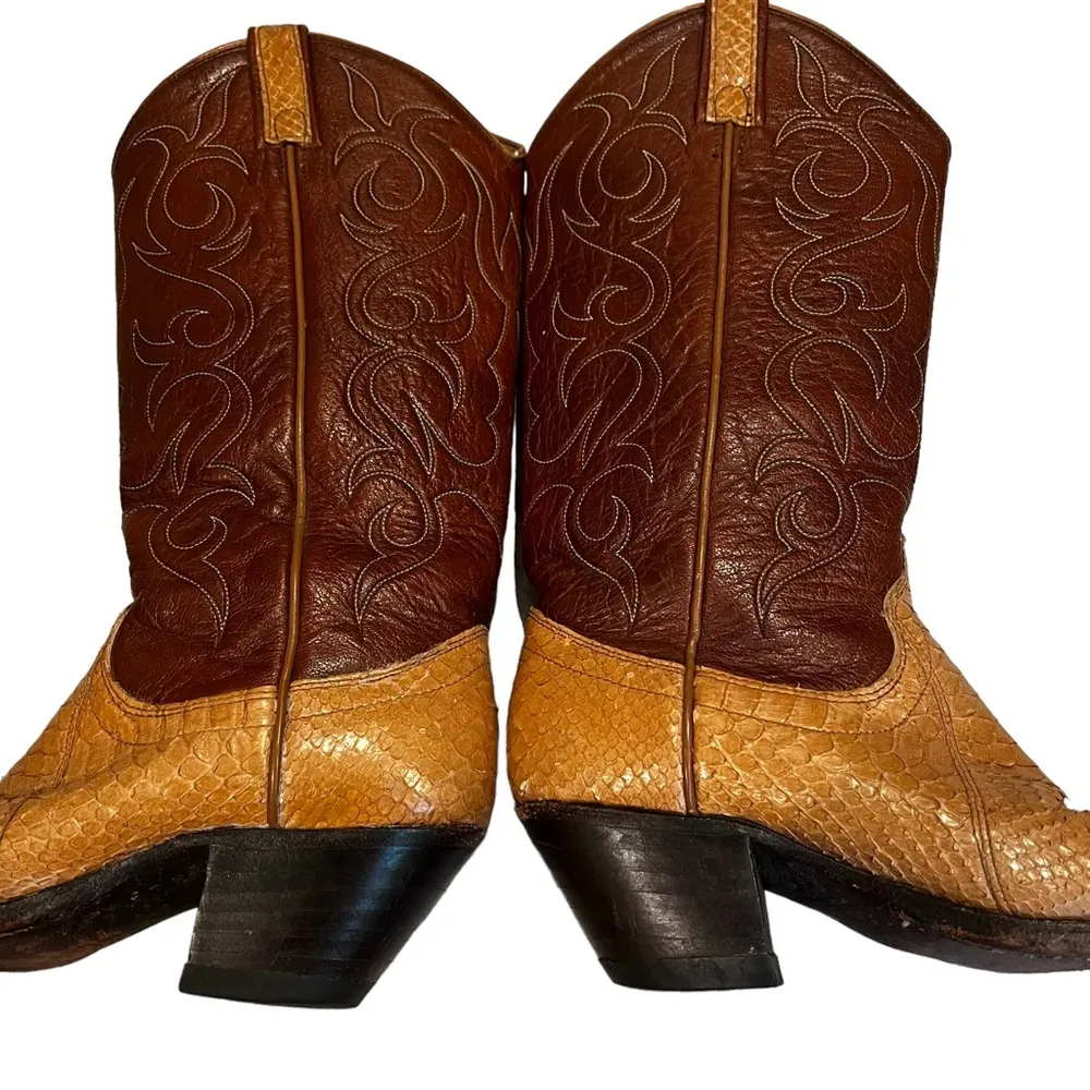 Vintage 1980's Dan Post Exotic Snakeskin Cowboy Boots, Sz 6.5 A - Image 10