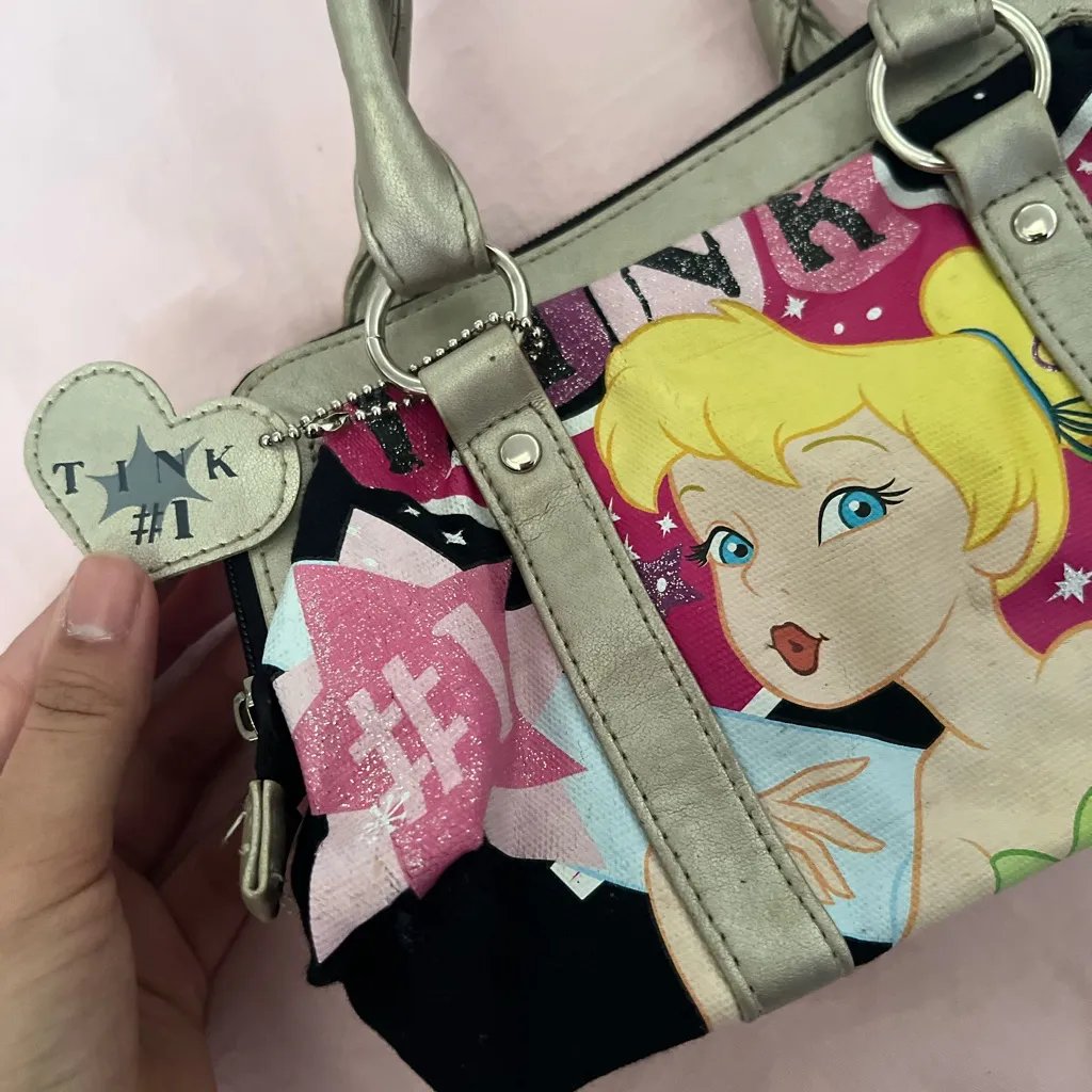 Disney Tinkerbell Graphic Handbag - Black and Silver - Image 3