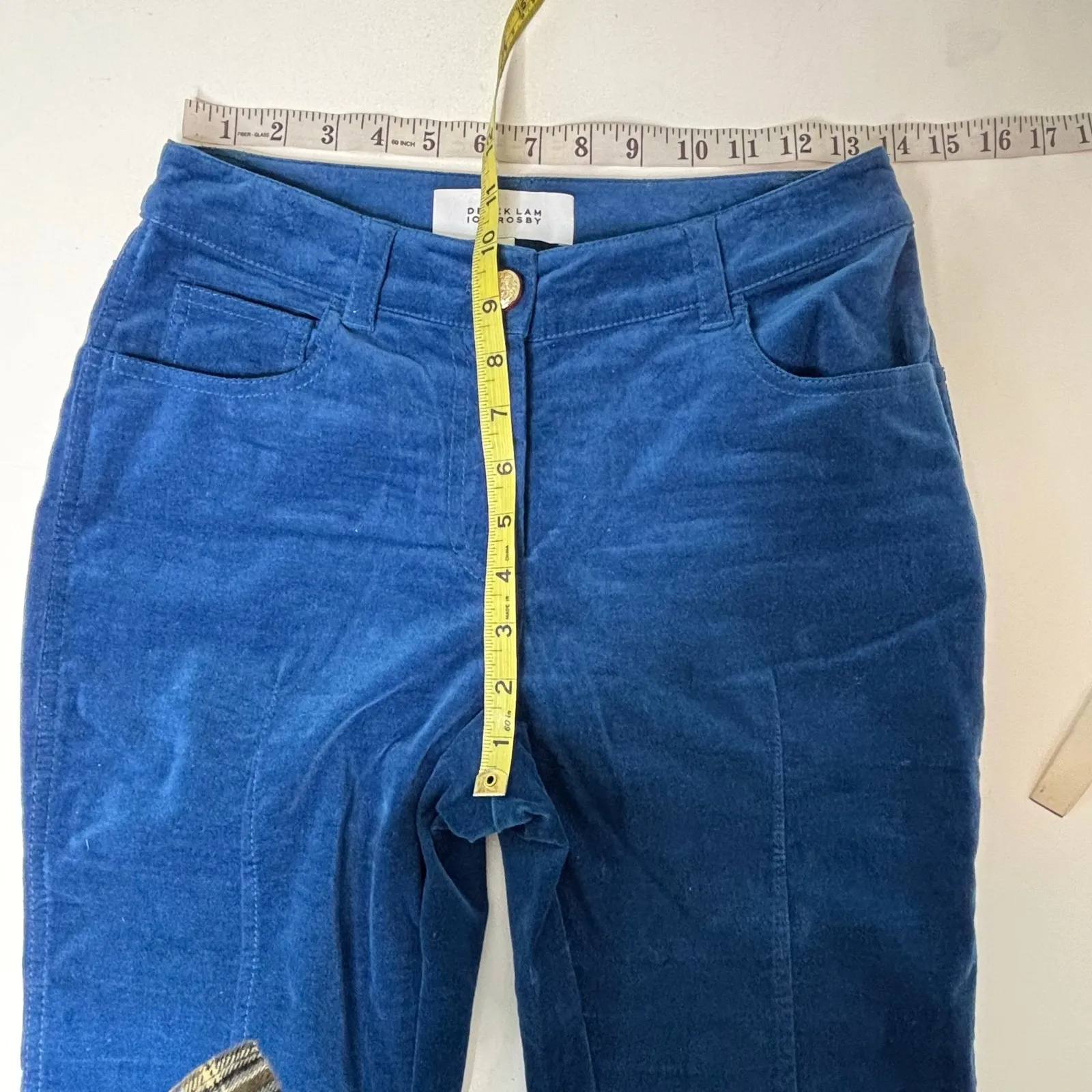 10 Crosby Derek Lam Blue Velvet High Waist Crop Flare Pants 2 - Image 7