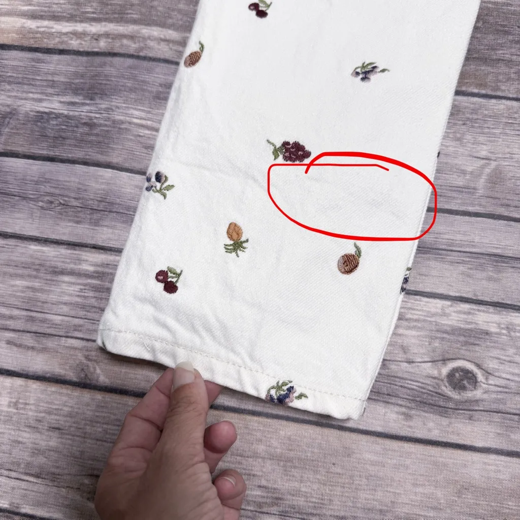 Reformation Off White Cynthia Fruitloops Embroidered Fruit Straight Leg Jeans 26 - Image 14