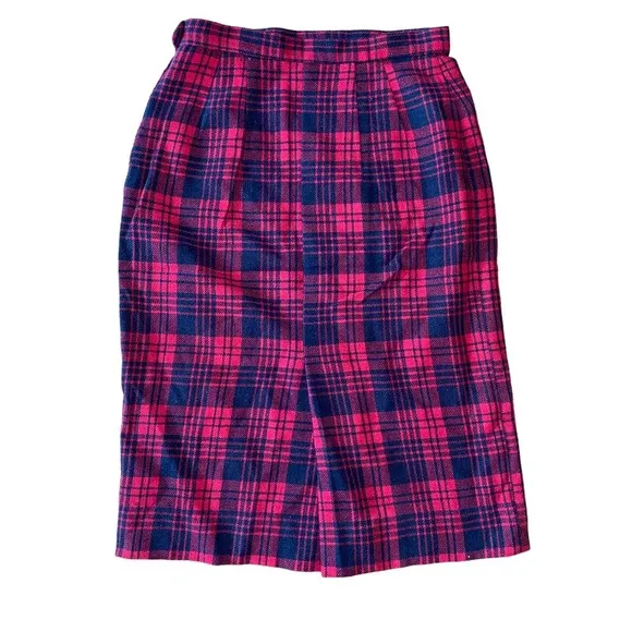 Komatsu Store vintage Plaid skirt waist 12.5”, length 25”small/XS pink blue midi - Image 5