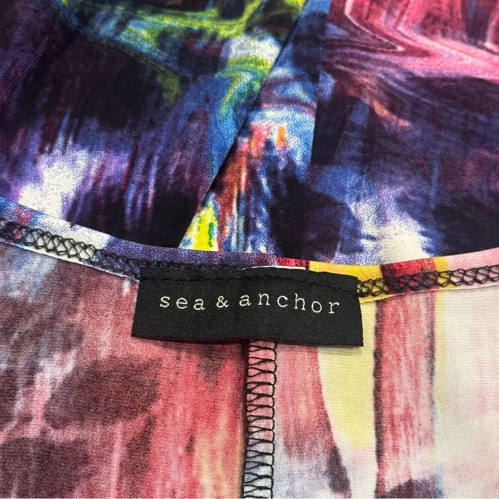 Sea & Anchor Multicolor Leopard Watercolor Print Jersey Knit Flowy Dress L/XL Pink Size L - Image 7