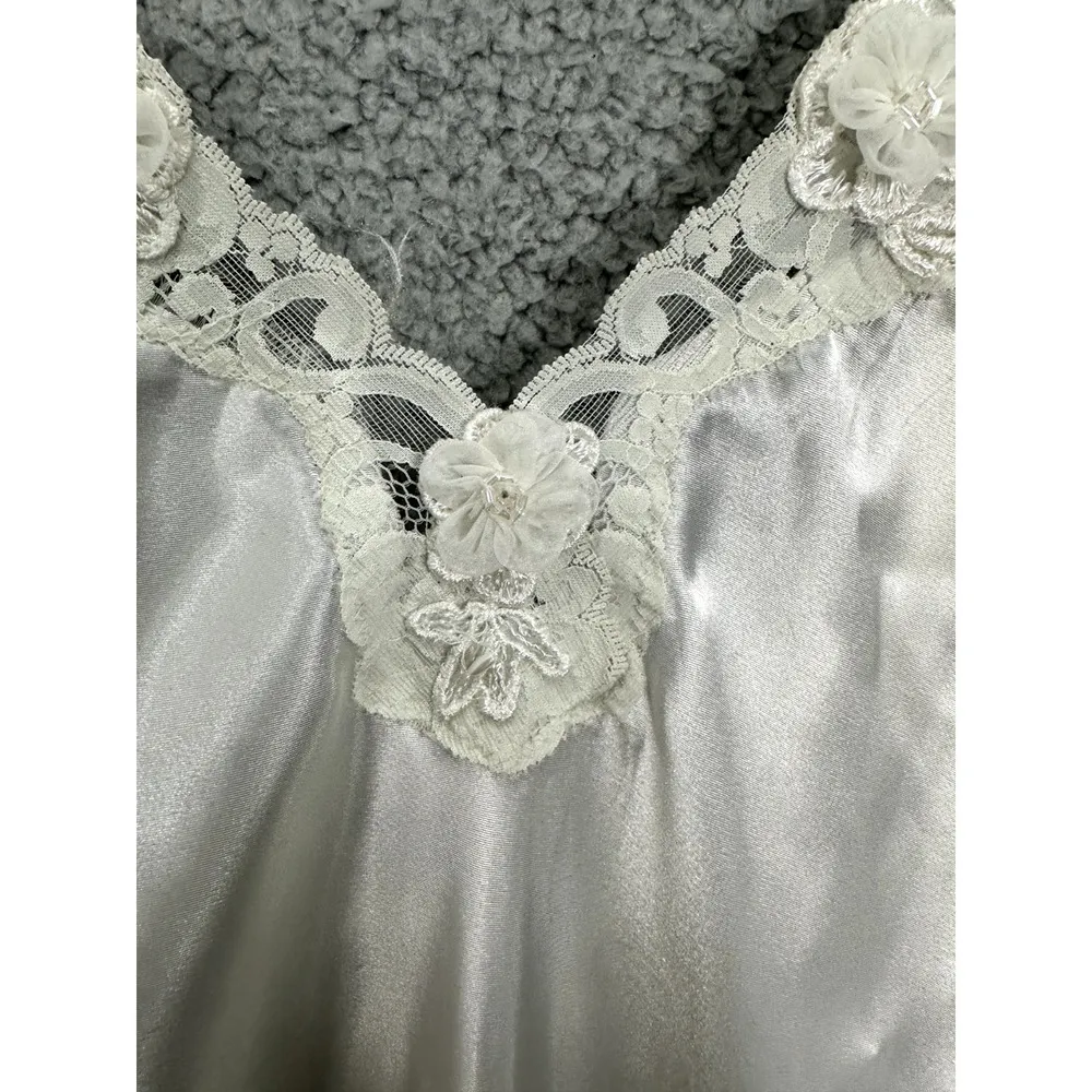 Vtg Dentelle Satin Nightgown Lingerie Midi Slip Dress Womens Medium Y2K Bridal - Image 5