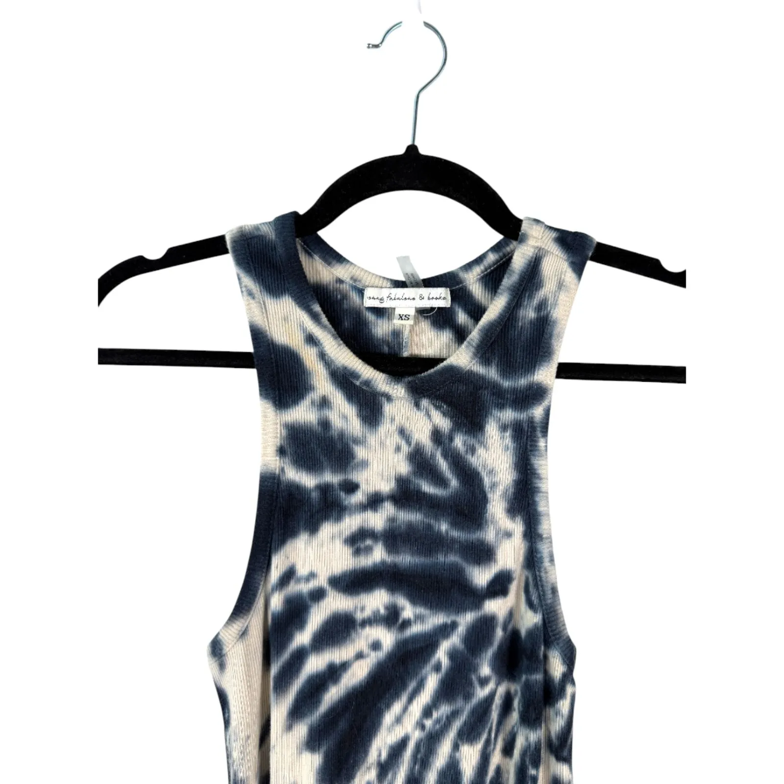 YFB Young Fabulous & Broke Robbie Ribbed Blue Tie Dye Fitted Midi Dress XS - Image 3