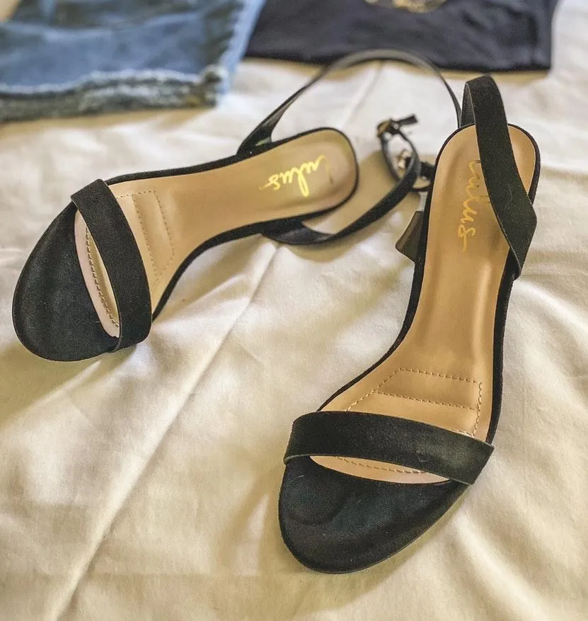 Lulus Black Suede Ankle Strap Heels - Image 2