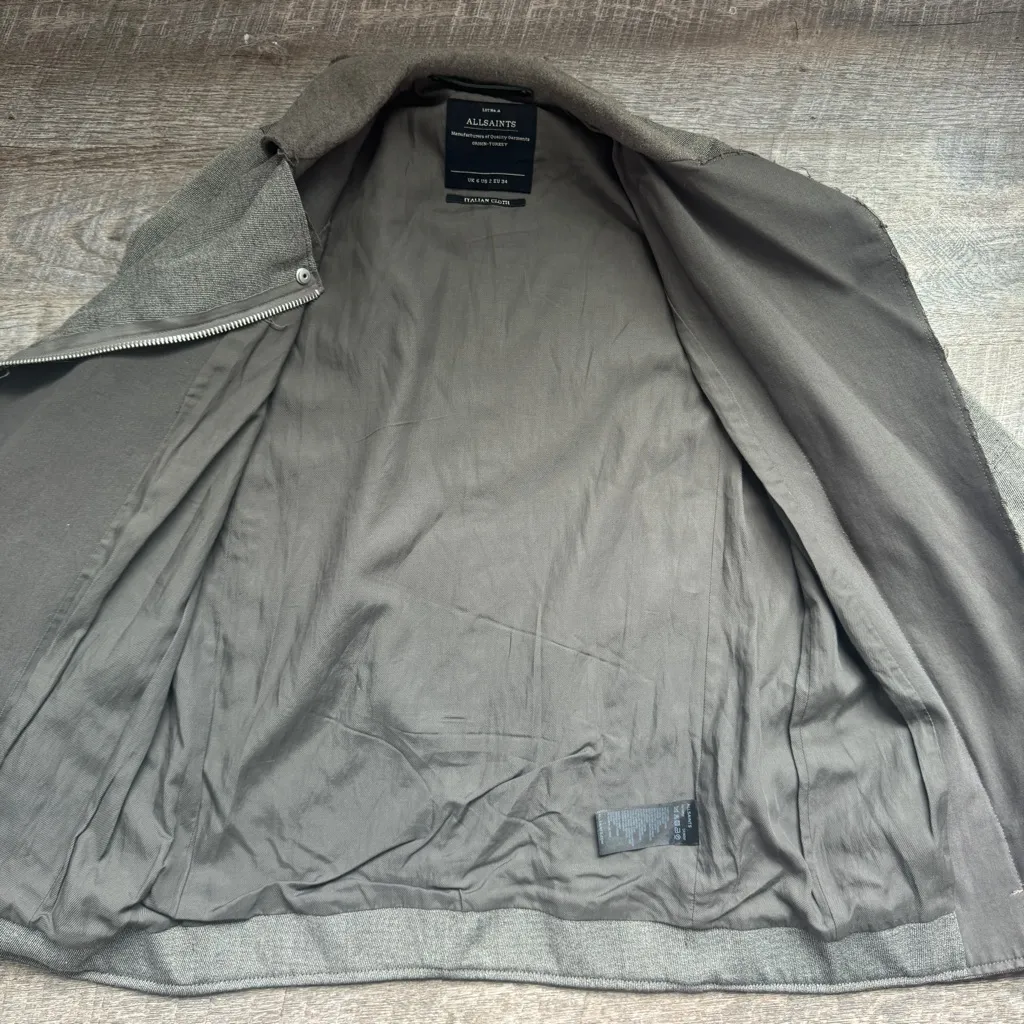 All Saints Zulia Biker Jacket Deconstructed No Belt Moto Distressed Sz 2 Flaw - Image 12