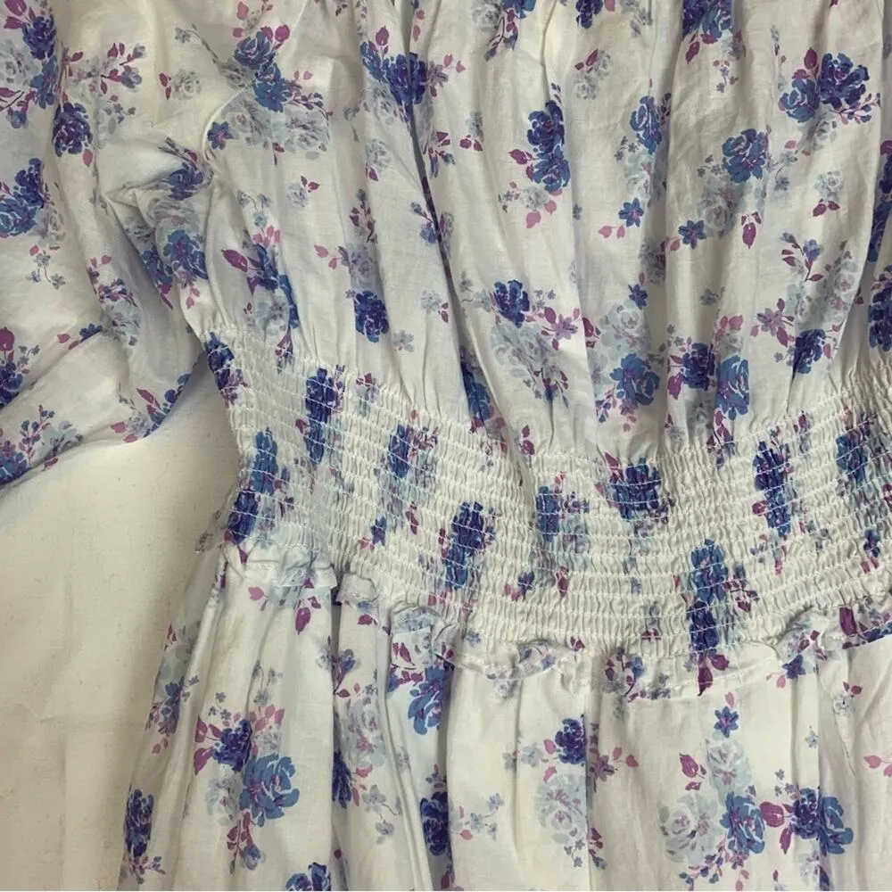 Love Shack fancy women's small white floral maxi dress tiered target purple doen - Image 5