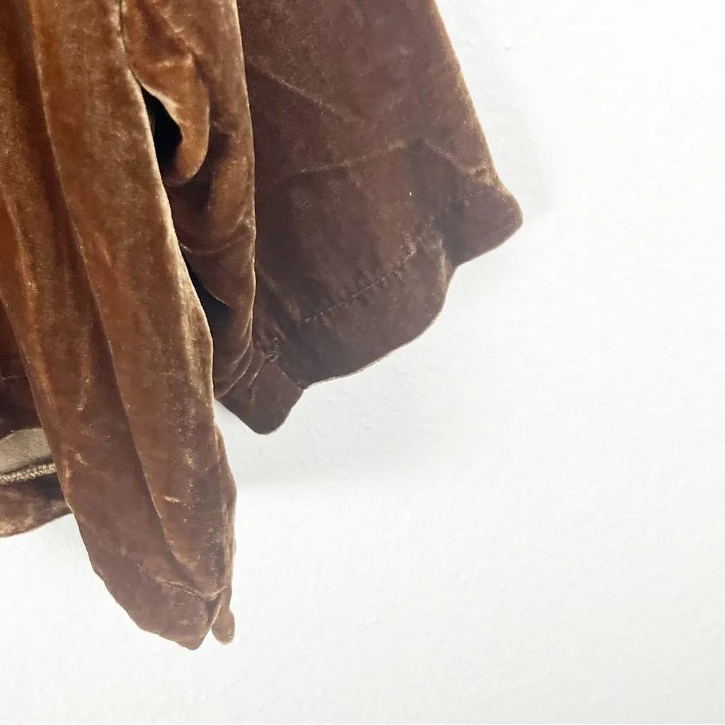 EILEEN FISHER Silk Blend Long Sleeves Velour Velvet Rustic Blouse, Size Small - Image 8