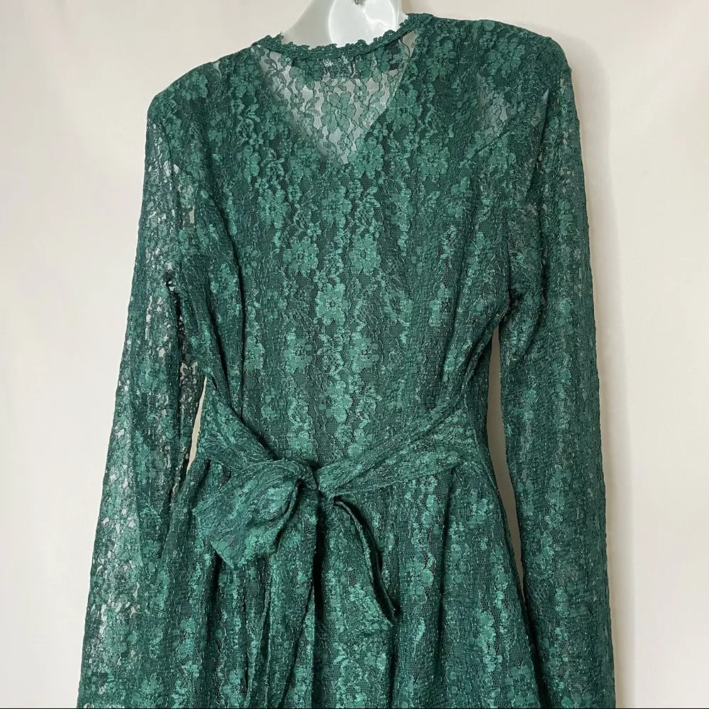 Vintage Green Lace Skater Dress Keyhole Long - Image 4