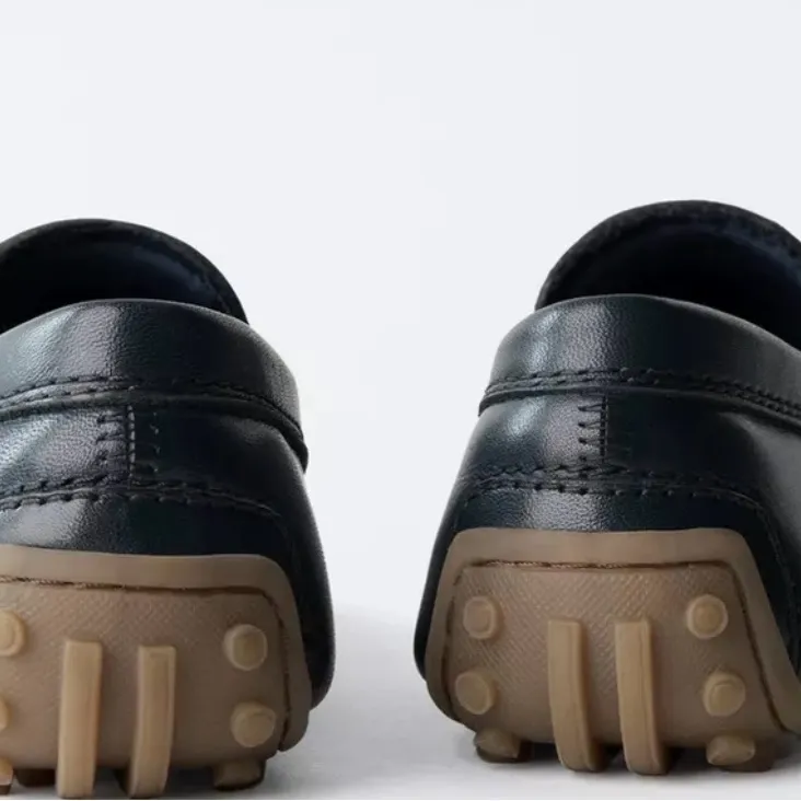 Zara Men's Dark Leather Slip-Ons - Image 4