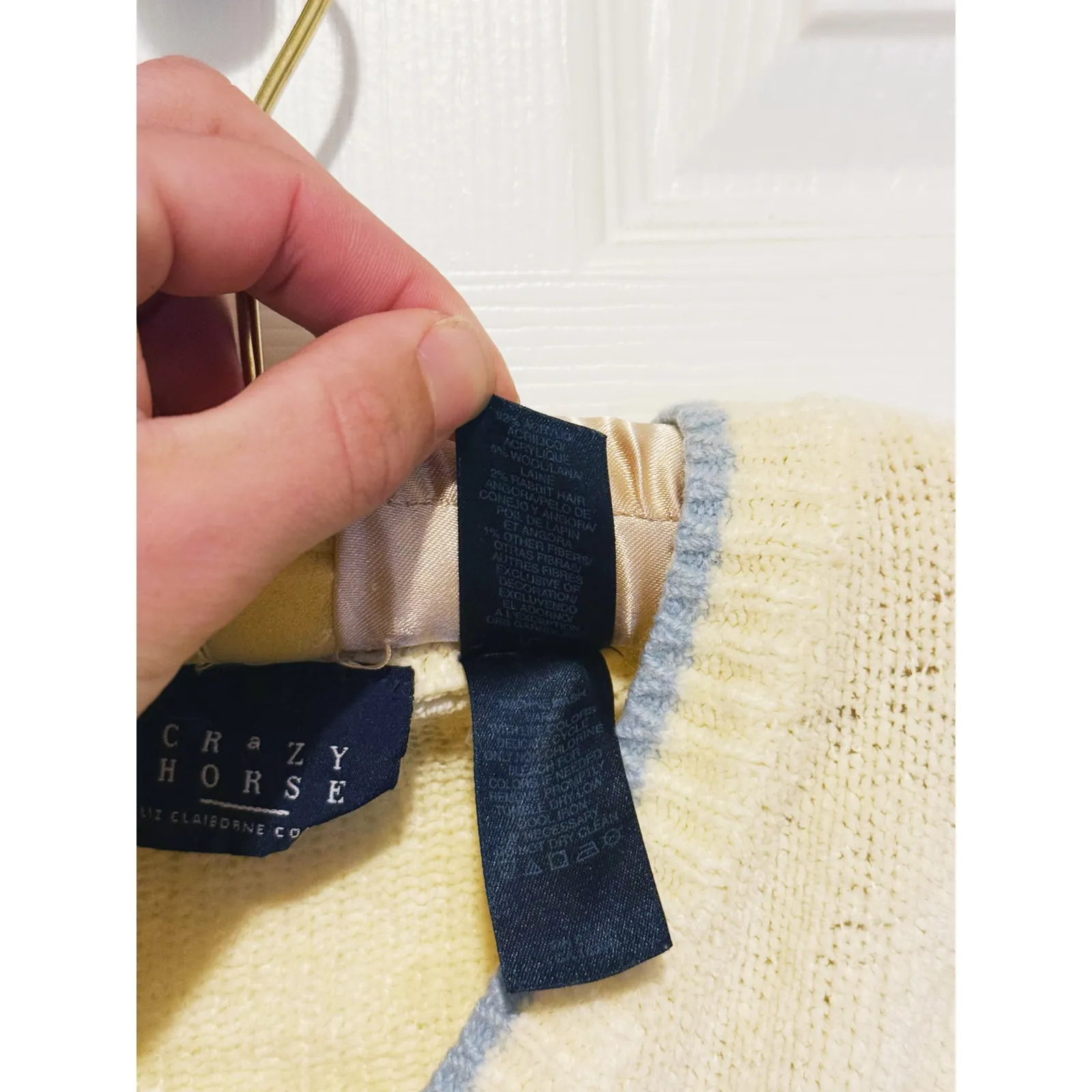 VTG Crazy Horse Wool Rabbit Knit Grandma Sweater M Indie Cottagecore Heirloom - Image 7