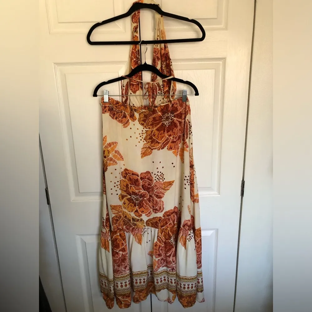 Farm Rio x Anthropologie Cutout Floral Maxi Dress in Neutral Motif Size L - Image 7