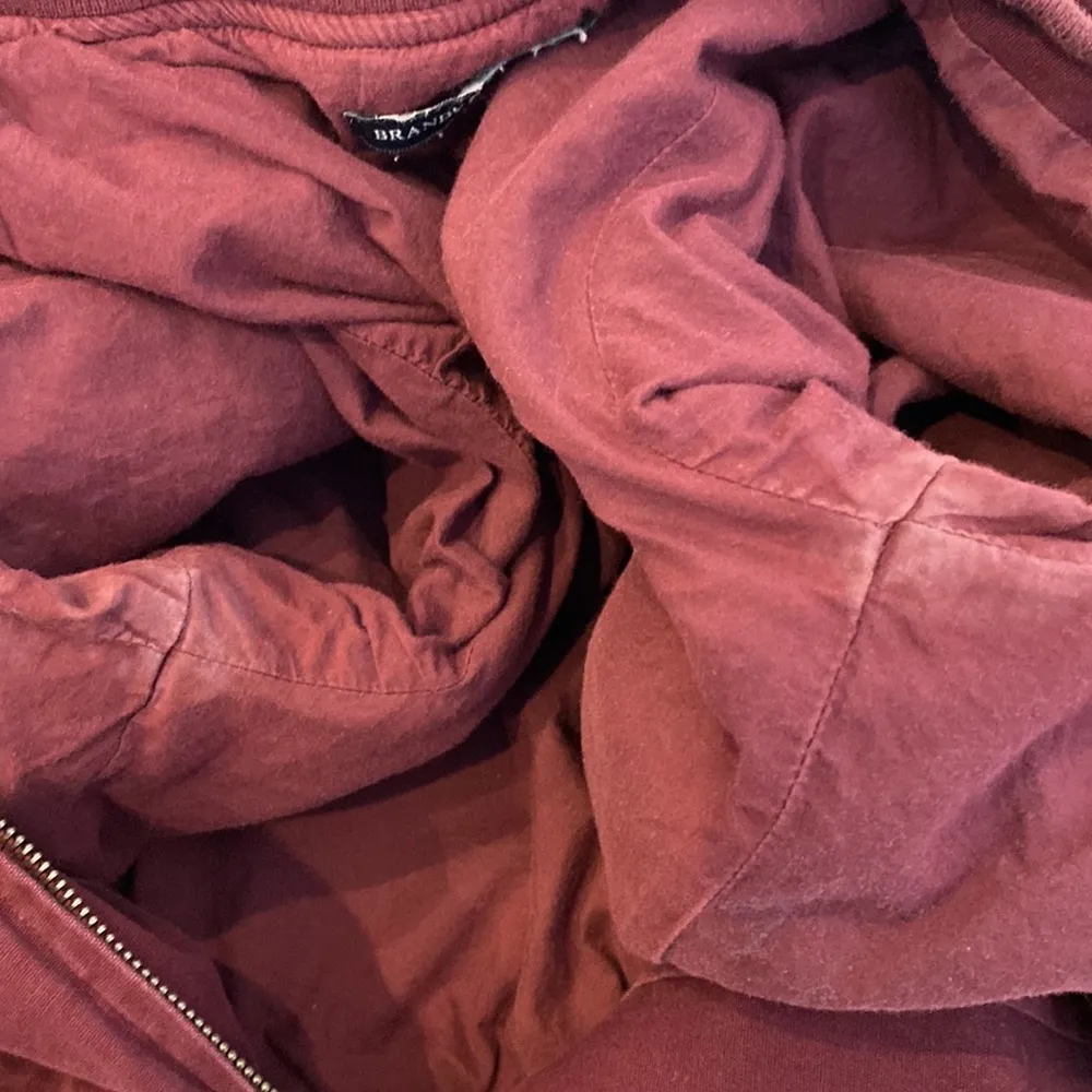 Brandy Melville Burgundy Zipper Long Sleeve Bomber Jacket Sz Lg Cotton Women’s - Image 13