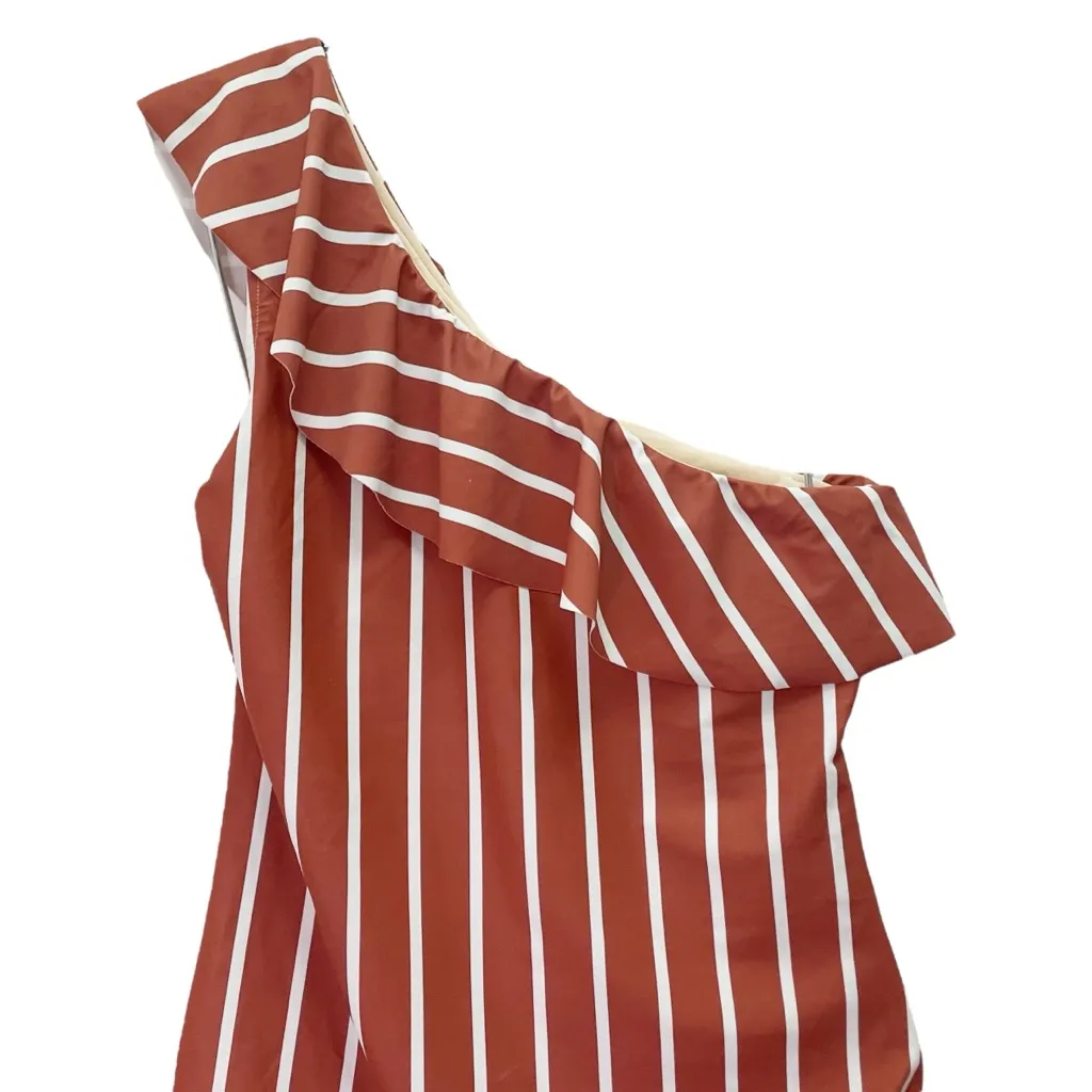 Albion Icon Wave Swimsuit One Shoulder Sydney Stripe Rust One Piece Size Large - Image 6